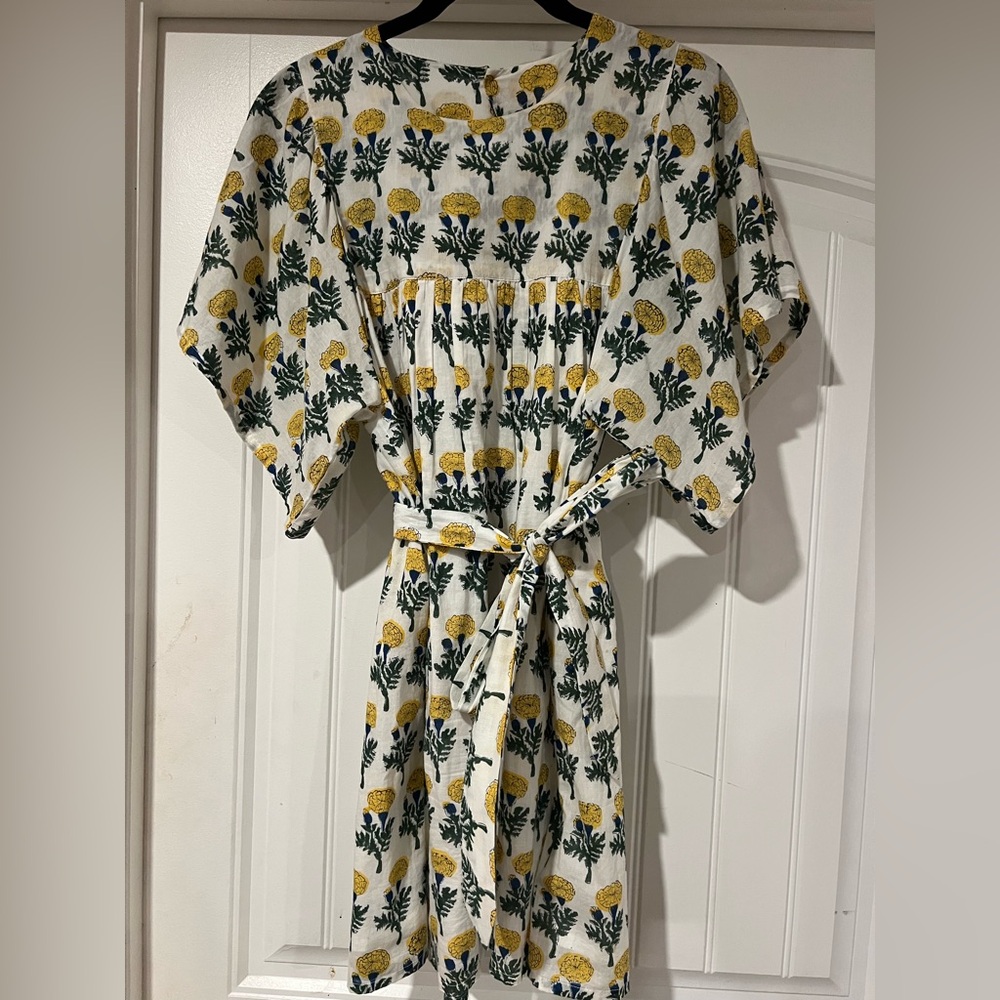 Emerson Fry BASALIE DRESS - BIG MARIGOLDS WHITE ORGANIC cotton size S